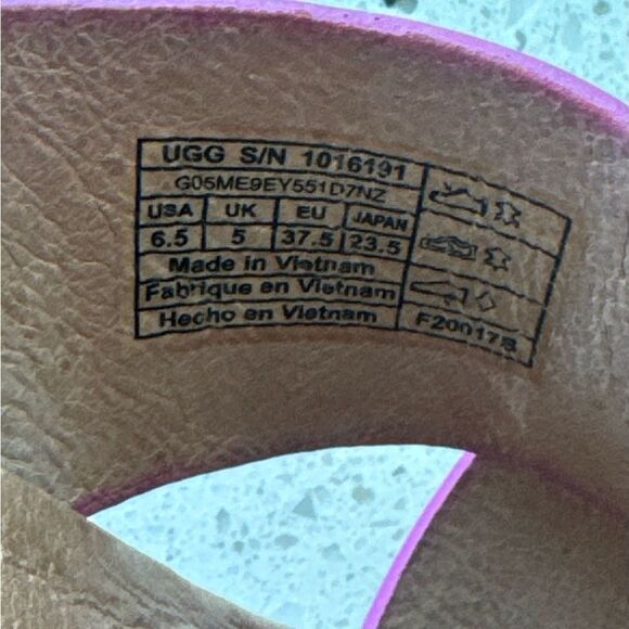 UGG Kari Women's Natural Tan & Pink Leather Slide Sandals Casual Comfy Size 6.5 - Picture 6 of 8